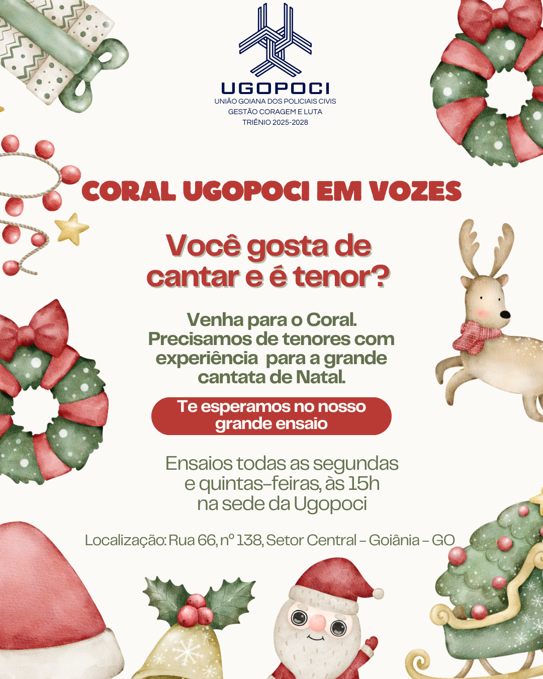 Coral Ugopoci em Vozes precisa de tenores experientes