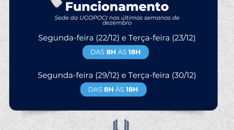 Horário de funcionamento da Sede da UGOPOCI