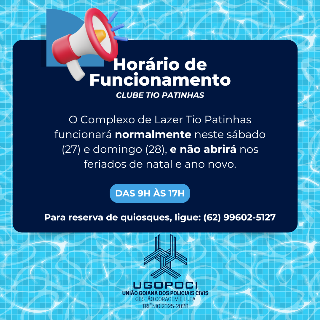 Horários de funcionamento do Clube Tio Patinhas