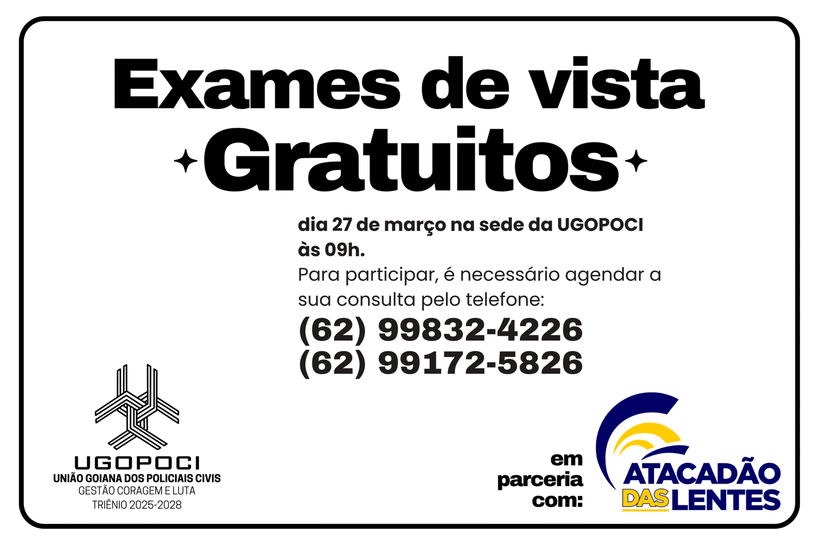 UGOPOCI promove exames de vista gratuitos na sede em Goiânia