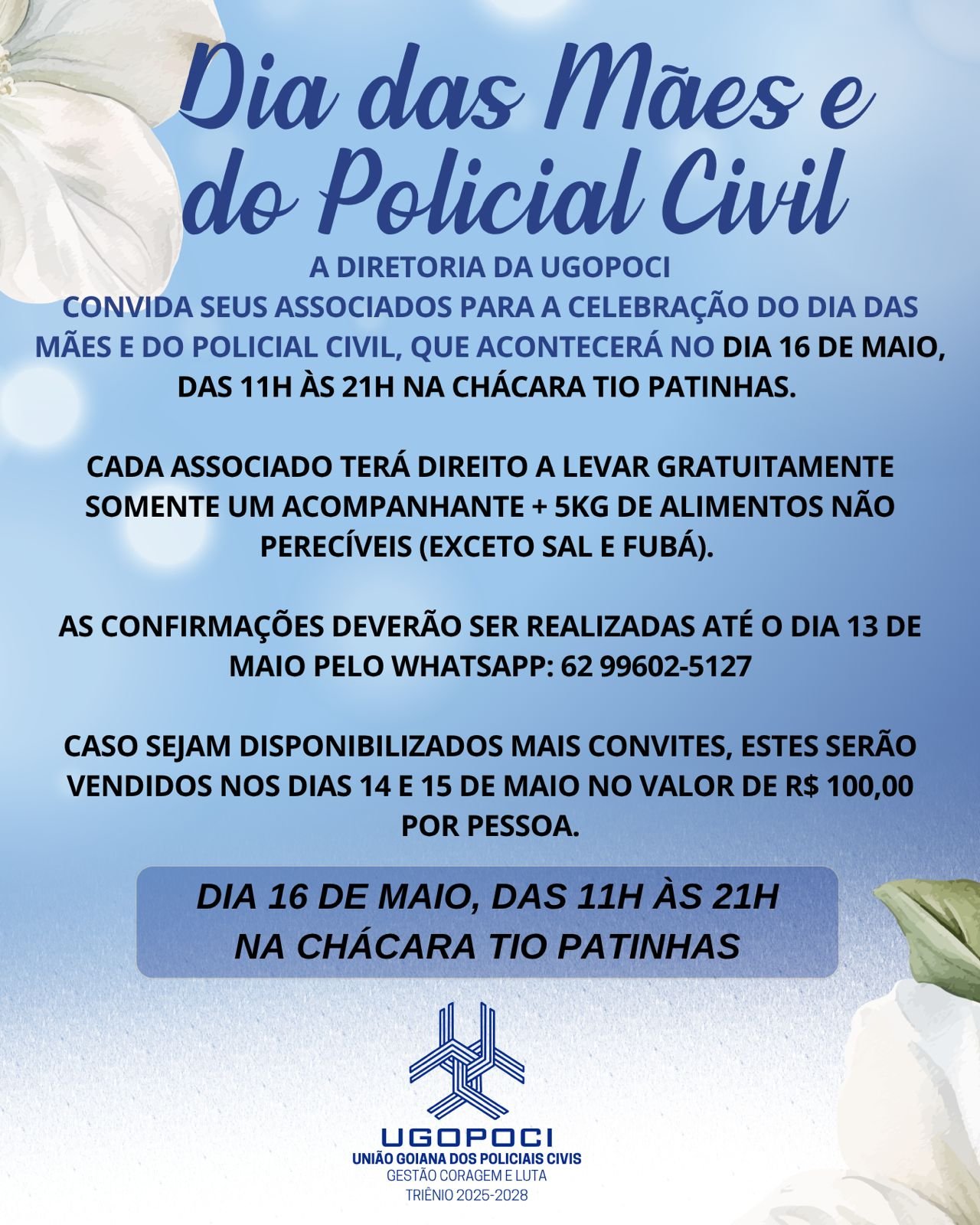 VEM AÍ O DIA DAS MÃES E DO POLICIAL CIVIL