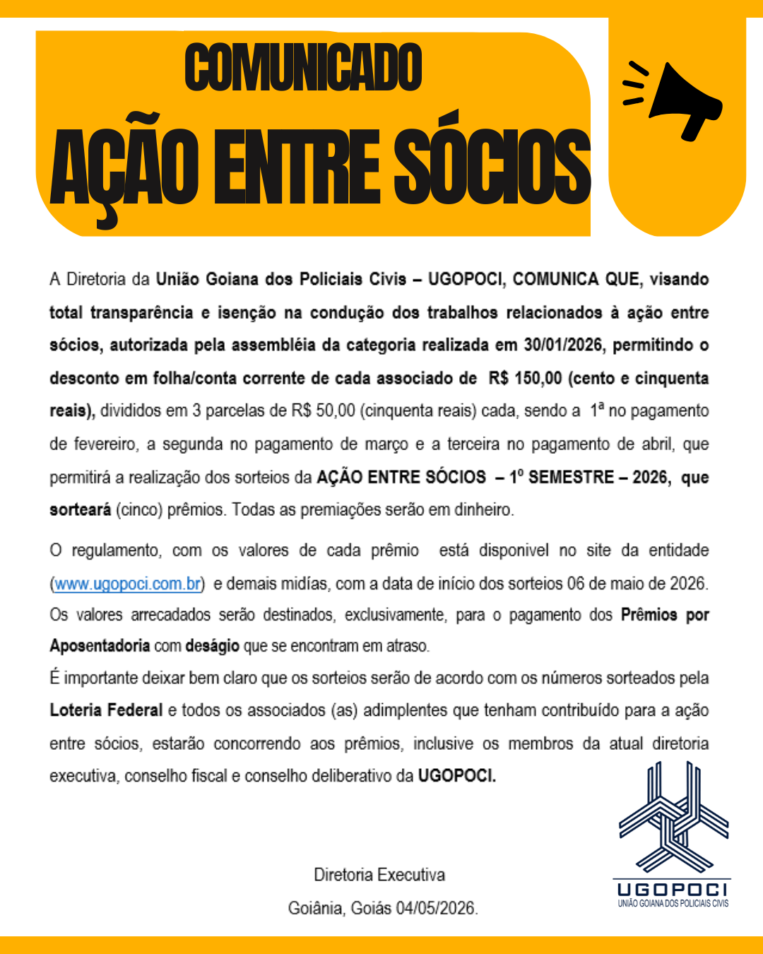 COMUNICADO AÇÃO ENTRE SÓCIOS